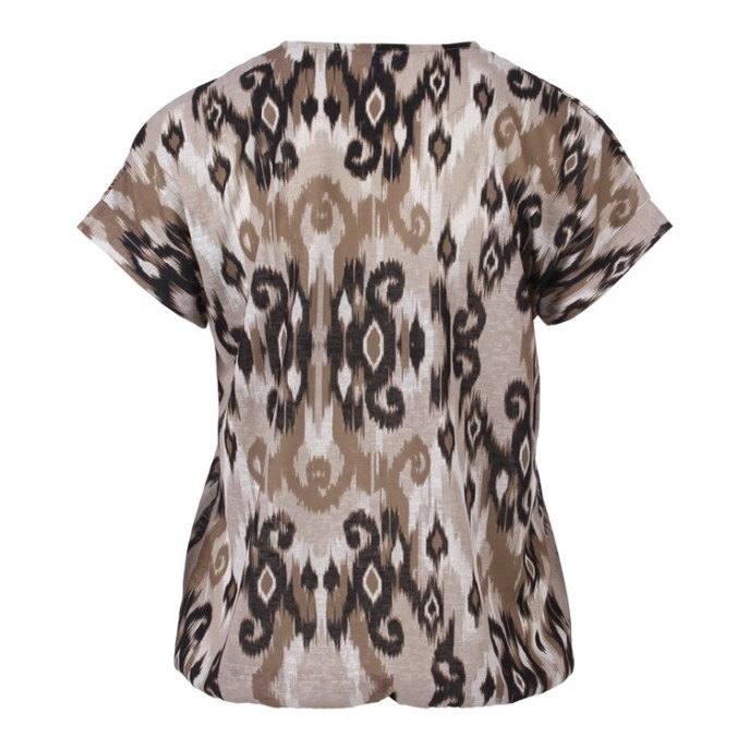 Enjoy Blouson shirt vhals print Bruin zand zwart